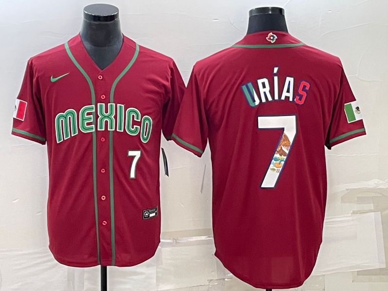 Men 2023 World Cub Mexico #7 Urias Red Nike MLB Jersey7->more jerseys->MLB Jersey